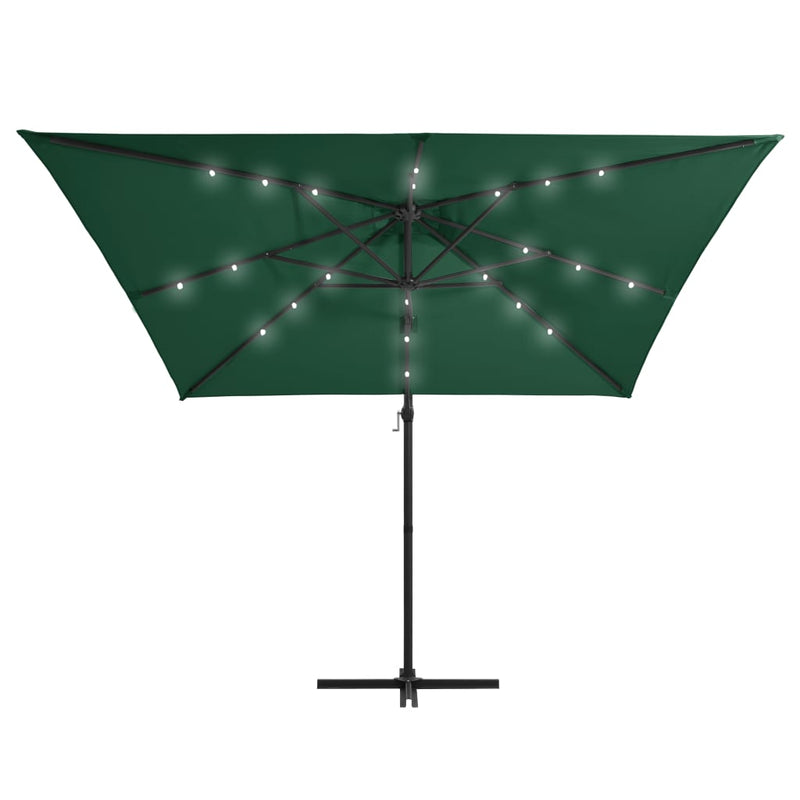Load image into Gallery viewer, Vidaxl zweefparasol met led en stalen paal 250x250 cm groen