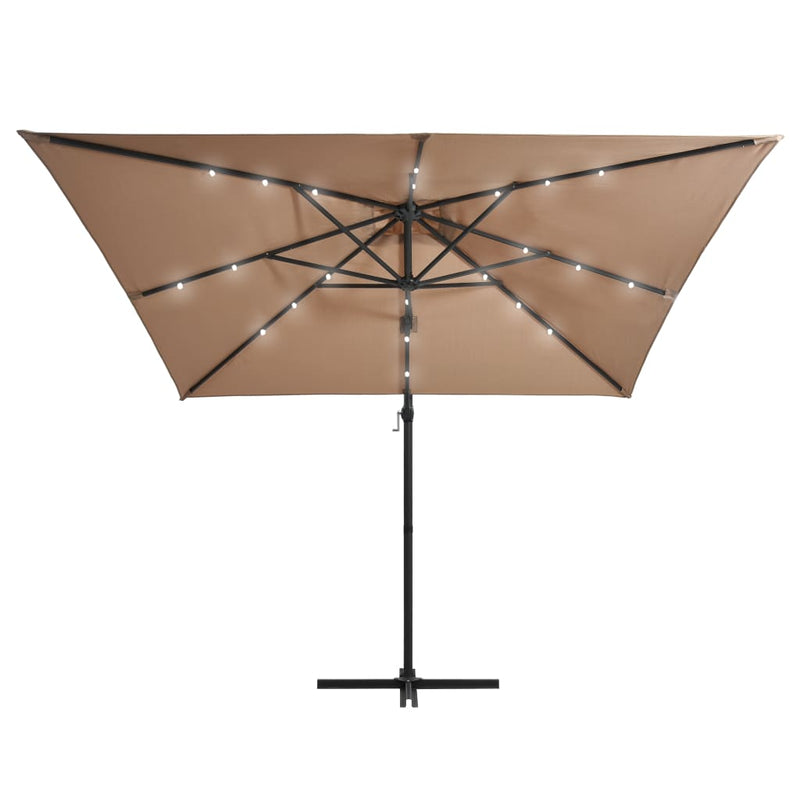 ギャラリービューアに画像をロードする, Vidaxl zweefparasol met led en stalen paal 250x250 cm taupe