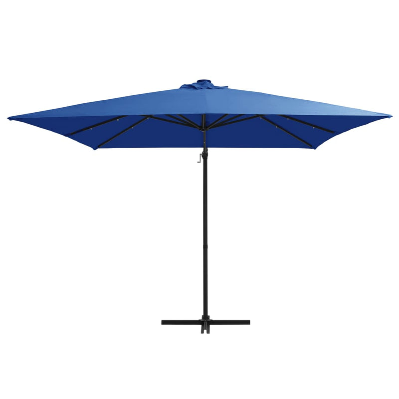 Load image into Gallery viewer, Vidaxl zweefparasol met led en stalen paal 250x250 cm azuurblauw