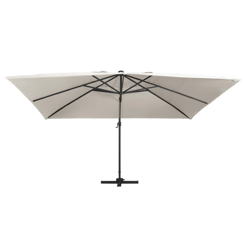 Load image into Gallery viewer, Vidaxl zweefparasol met led en aluminium paal 400x300 cm zandkleurig