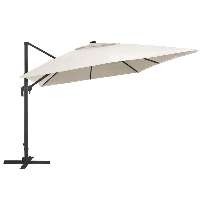 Load image into Gallery viewer, Vidaxl zweefparasol met led en aluminium paal 400x300 cm zandkleurig