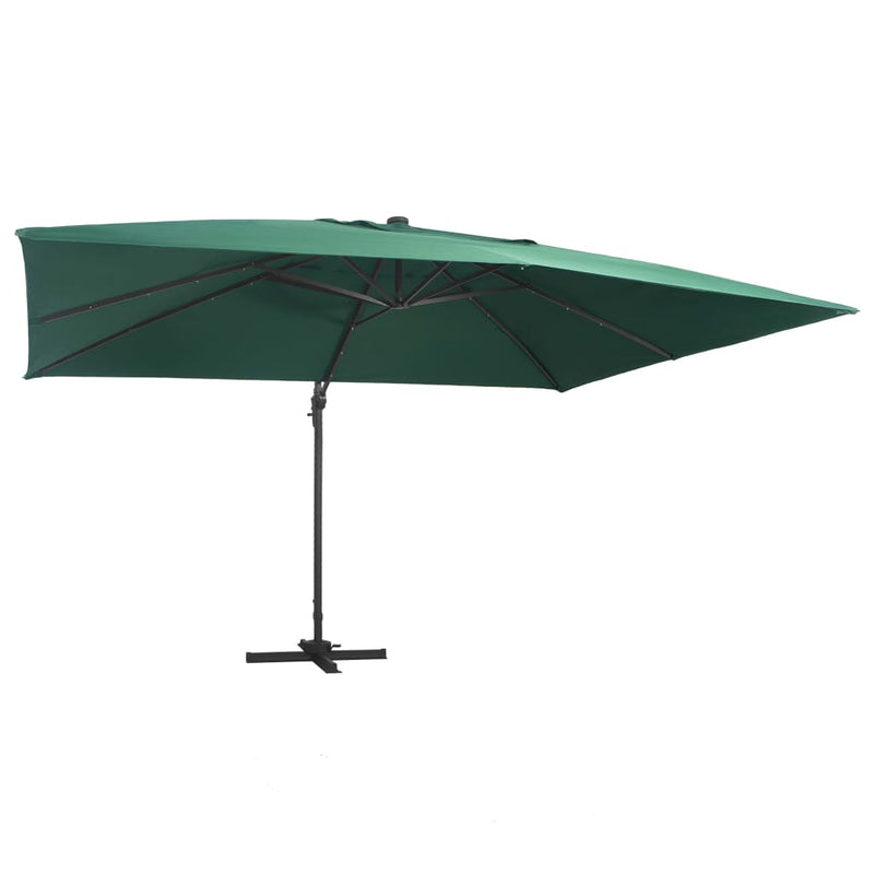 Load image into Gallery viewer, Vidaxl zweefparasol met led en aluminium paal 400x300 cm groen