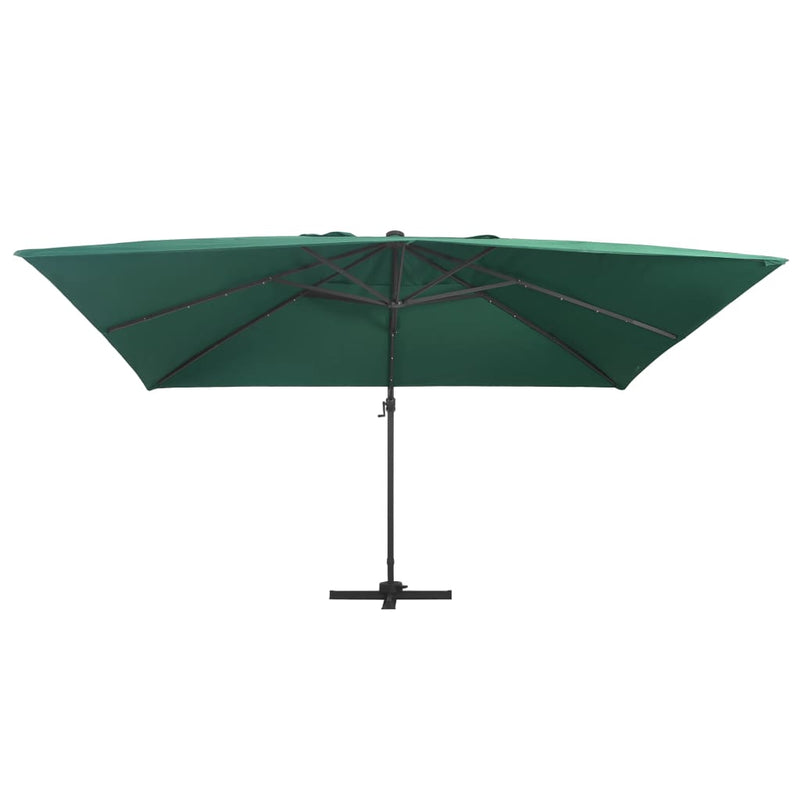 Load image into Gallery viewer, Vidaxl zweefparasol met led en aluminium paal 400x300 cm groen