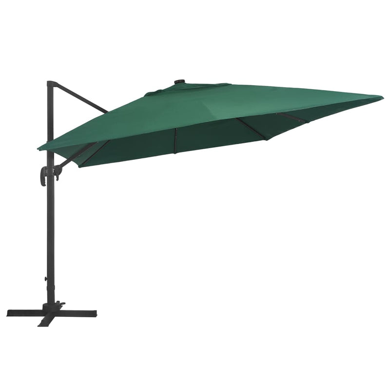 Load image into Gallery viewer, Vidaxl zweefparasol met led en aluminium paal 400x300 cm groen