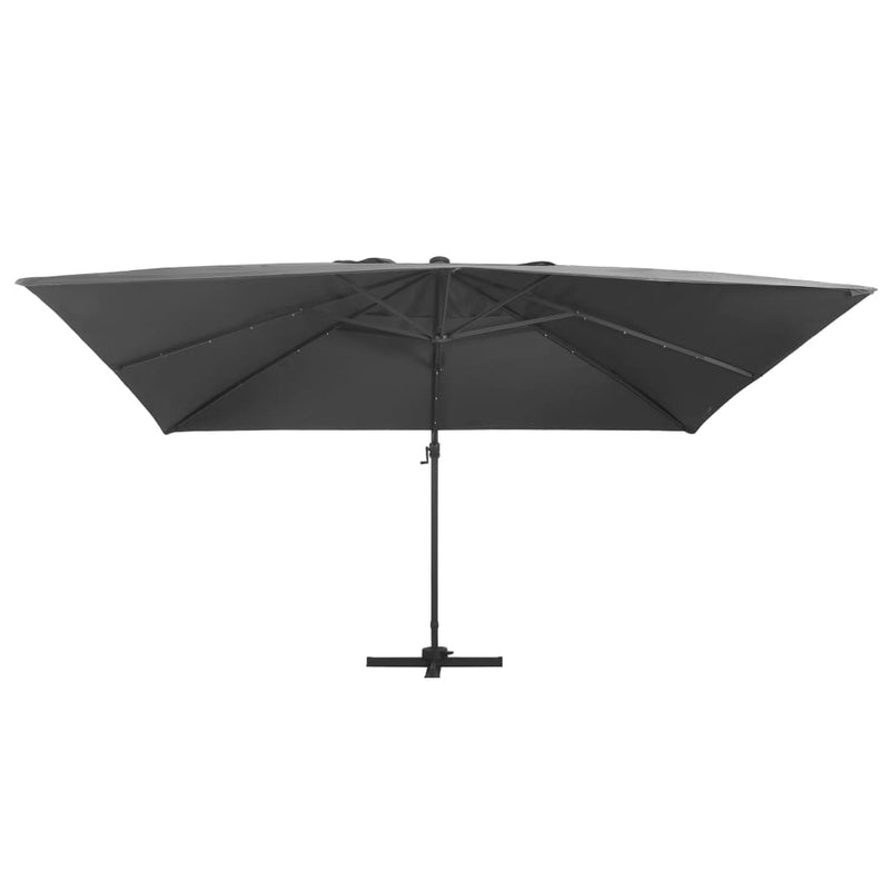 Load image into Gallery viewer, Vidaxl zweefparasol met led en aluminium paal 400x300 cm antraciet