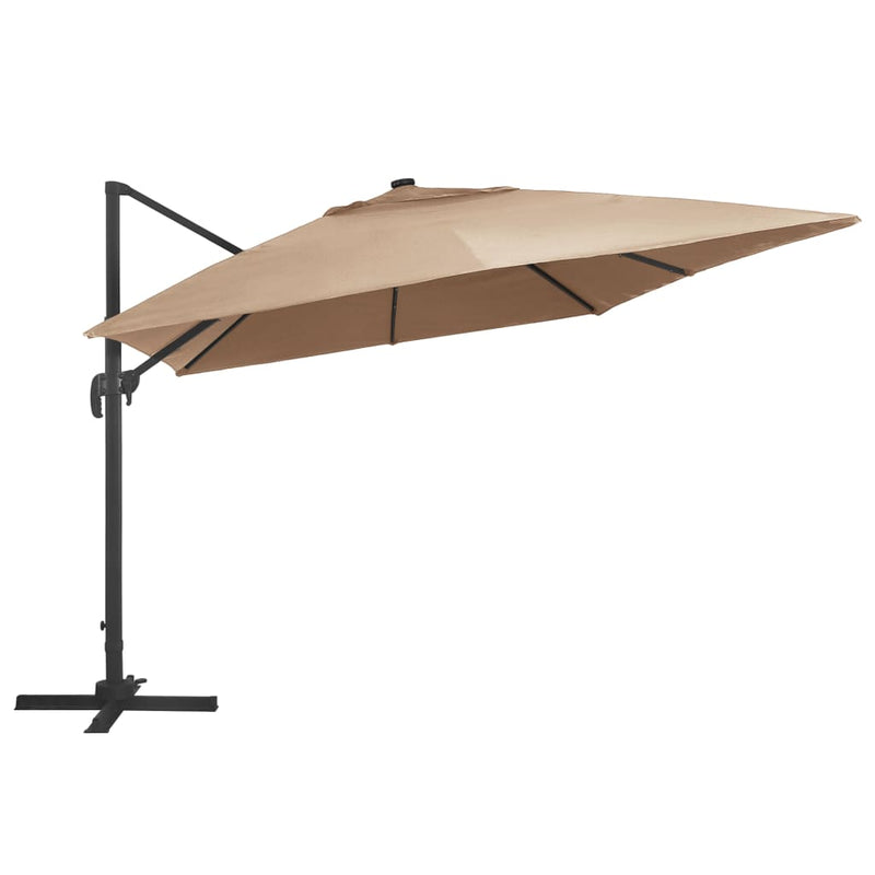 Load image into Gallery viewer, Vidaxl zweefparasol met led en aluminium paal 400x300 cm taupe