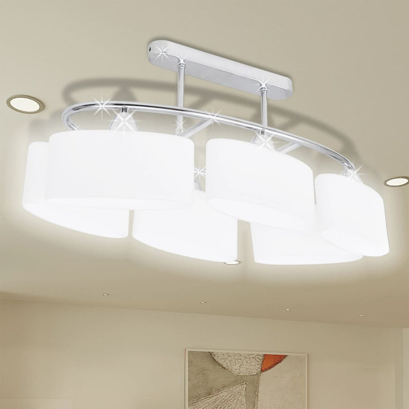 Load image into Gallery viewer, Vidaxl plafondlamp met ellipsvormige glazen kappen 4 st e14