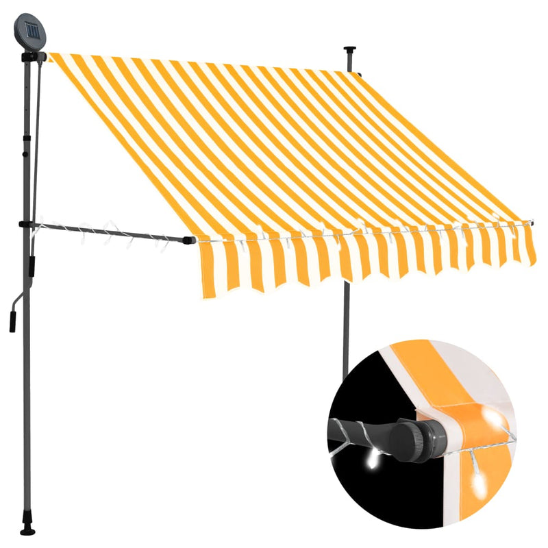 Load image into Gallery viewer, Vidaxl luifel handmatig uitschuifbaar met led 200 cm wit en oranje