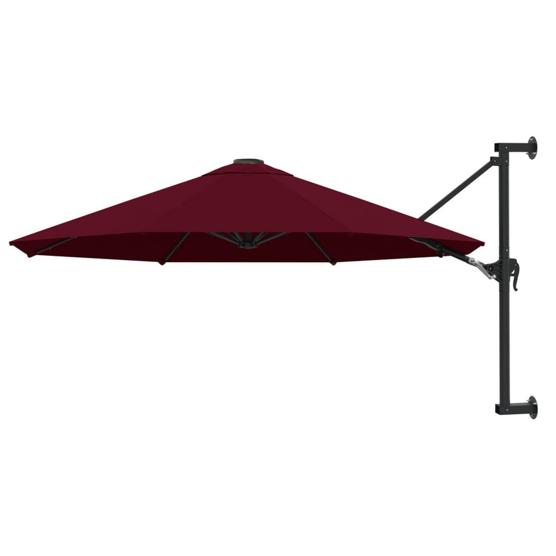 Afbeelding laden in galerijviewer, Vidaxl wandparasol met metalen paal 300 cm bordeauxrood