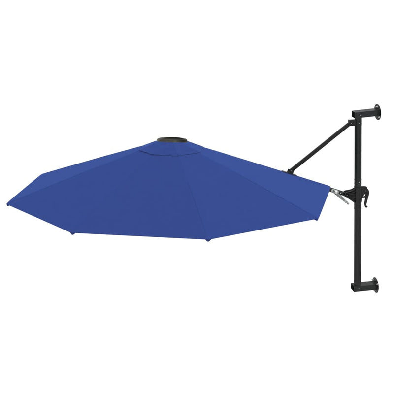 Afbeelding laden in galerijviewer, Vidaxl wandparasol met metalen paal 300 cm blauw