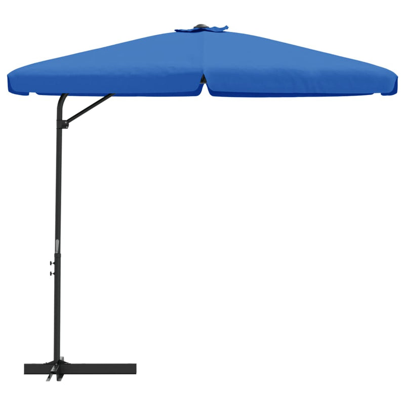 Cargue la imagen en el visor de la galería, Vidaxl parasol met stalen paal 300 cm azuurblauw
