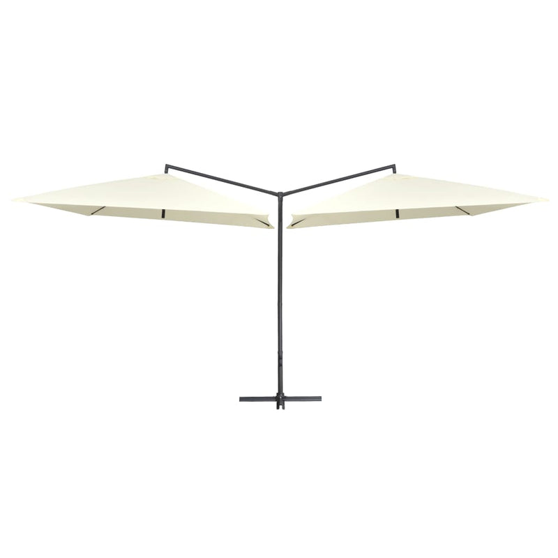 Laden Sie das Bild in Galerie -Viewer, VidaXL Parasol dubbel met stalen paal 250x250 cm zandwit
