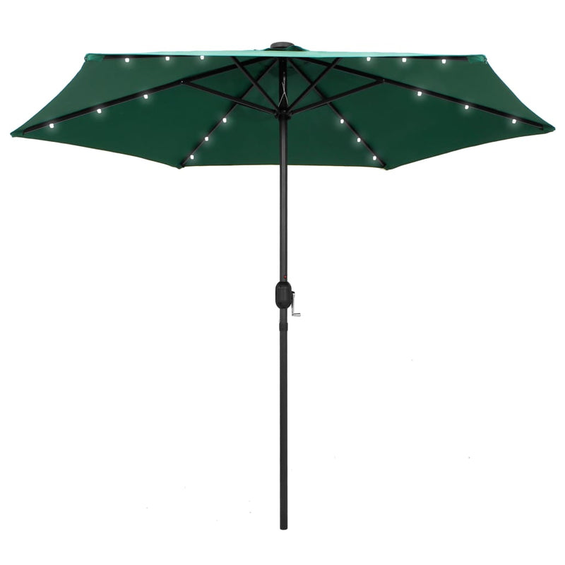 Laden Sie das Bild in Galerie -Viewer, Vidaxl parasol met led-verlichting en aluminium paal 270 cm groen