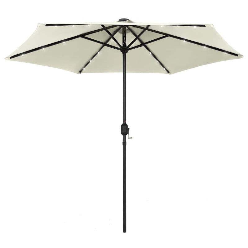Cargue la imagen en el visor de la galería, Vidaxl parasol met led-verlichting en aluminium paal 270 cm zandwit