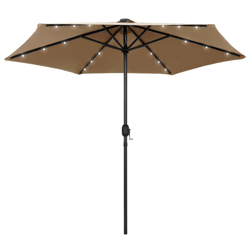 Laden Sie das Bild in Galerie -Viewer, Vidaxl parasol met led-verlichting en aluminium paal 270 cm taupe