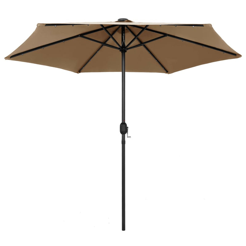 Laden Sie das Bild in Galerie -Viewer, Vidaxl parasol met led-verlichting en aluminium paal 270 cm taupe