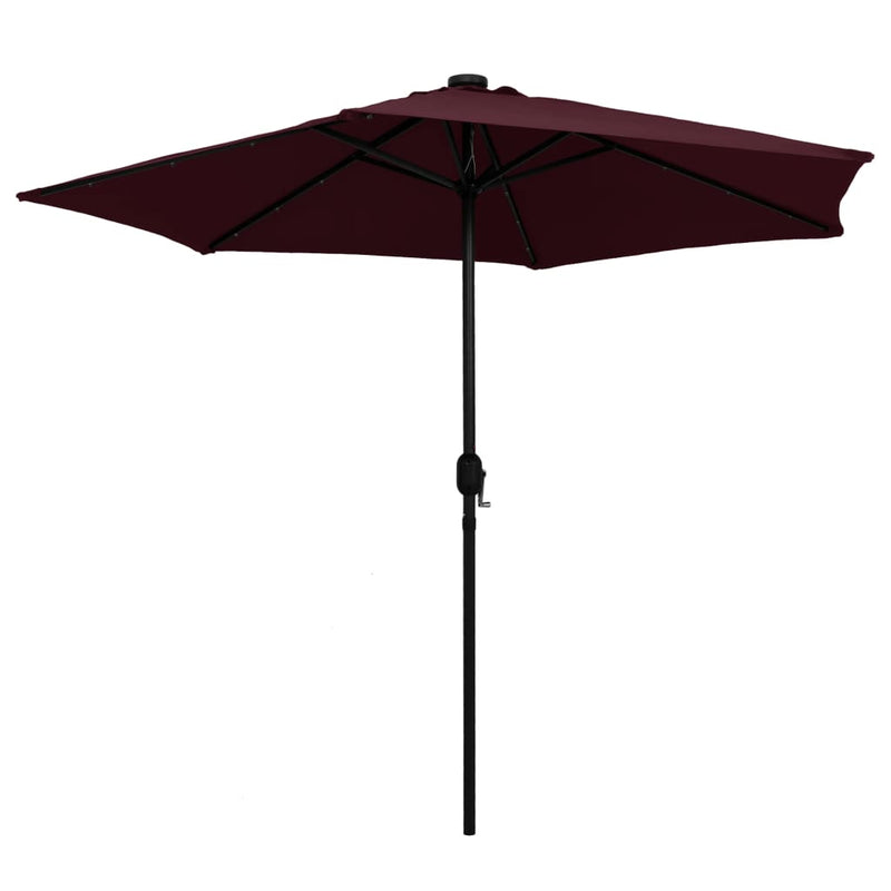 Laden Sie das Bild in Galerie -Viewer, Vidaxl parasol met led-verlichting aluminium paal 270 cm bordeauxrood