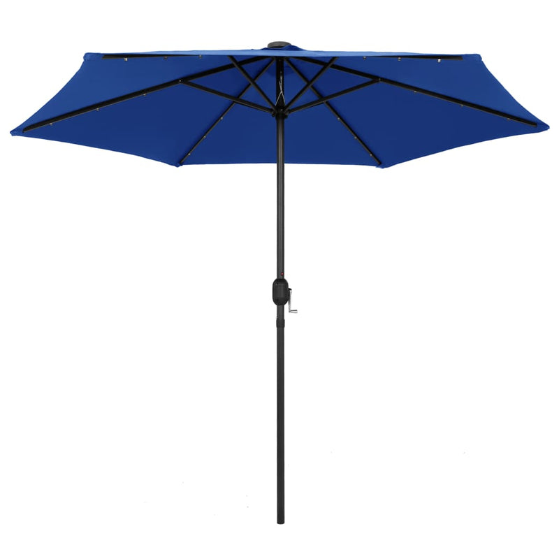 Load image into Gallery viewer, Vidaxl parasol met led-verlichting en aluminium paal 270 cm azuurblauw