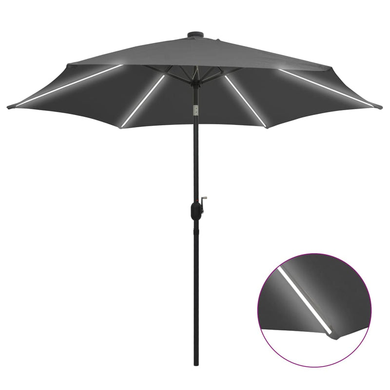 Chargez l'image dans la visionneuse de la galerie, Vidaxl parasol met led-verlichting en aluminium paal 300 cm antraciet