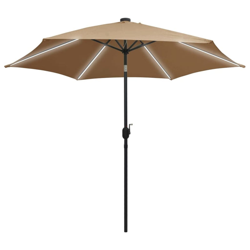 Load image into Gallery viewer, Vidaxl parasol met led-verlichting en aluminium paal 300 cm taupe
