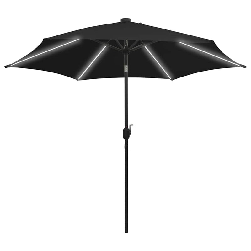 ギャラリービューアに画像をロードする, Vidaxl parasol met led-verlichting en aluminium paal 300 cm zwart