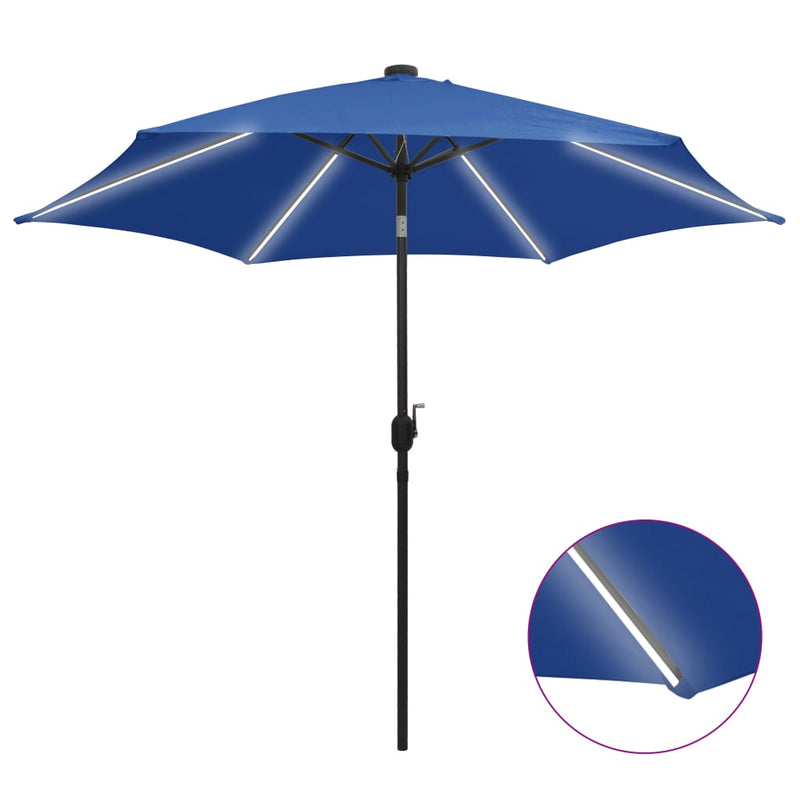 Load image into Gallery viewer, Vidaxl parasol met led-verlichting en aluminium paal 300 cm azuurblauw