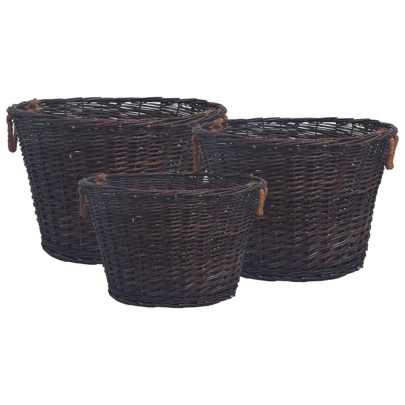 Load image into Gallery viewer, Vidaxl 3-delige houtmandenset stapelbaar wilgenhout donkerbruin