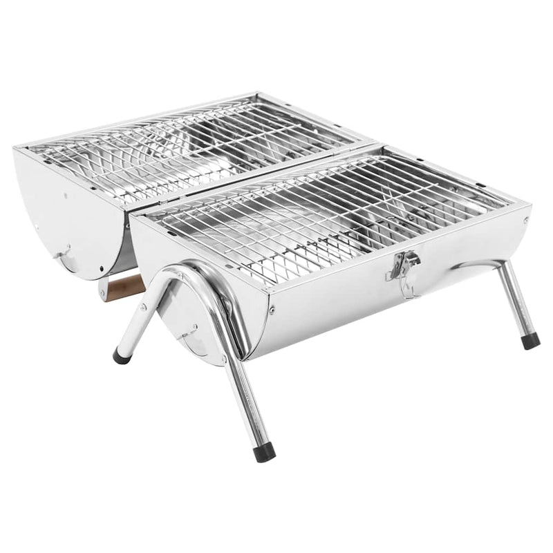 Load image into Gallery viewer, Vidaxl tafelbarbecue houtskool dubbele roosters roestvrij staal