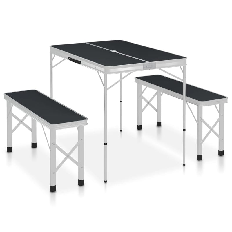 Load image into Gallery viewer, VidaXL Campingtafel inklapbaar met 2 banken aluminium grijs