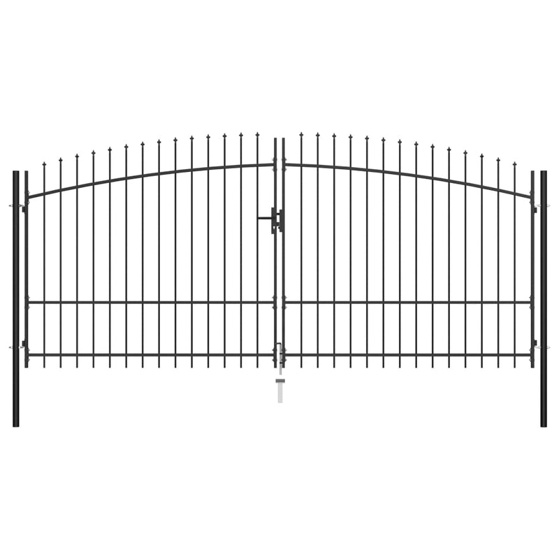 Load image into Gallery viewer, VidaXL Hekpoort dubbele deur met speren bovenkant 400x225 cm