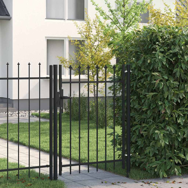 ギャラリービューアに画像をロードする, Vidaxl poort met puntige bovenkant enkel 1x1,2 m staal zwart