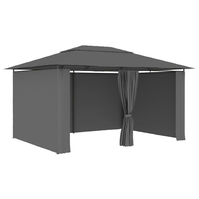 Load image into Gallery viewer, Vidaxl tuinpaviljoen met gordijnen 4x3 m antraciet