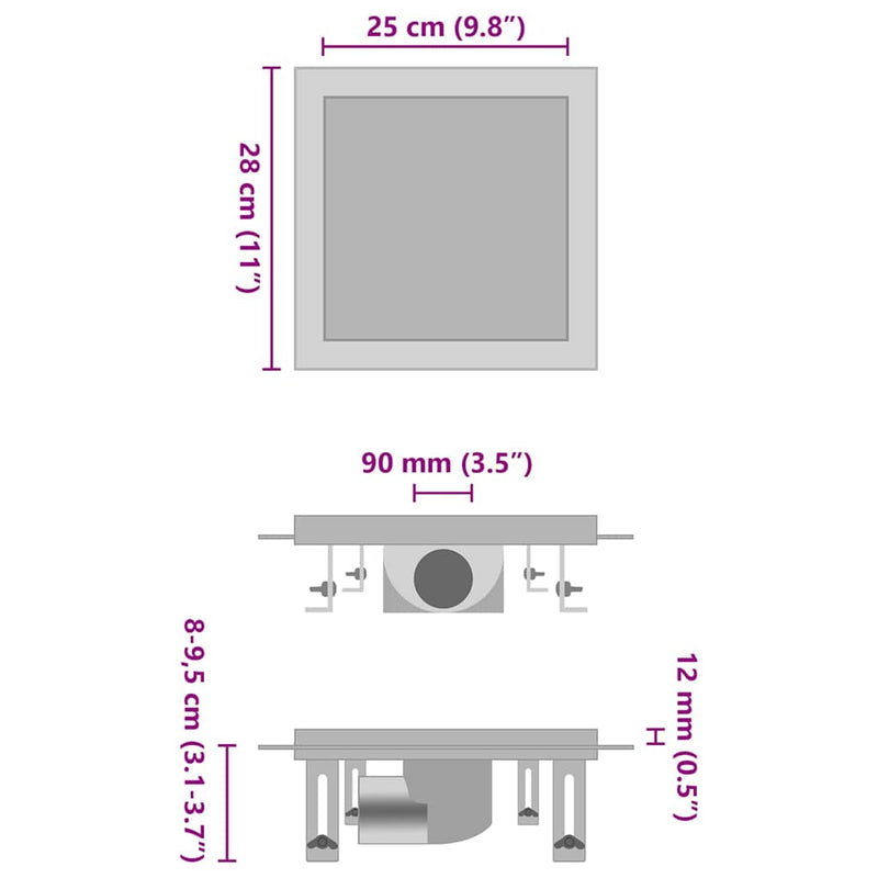 Load image into Gallery viewer, Vidaxl doucheafvoer met 2-in-1 deksels 28x28 cm roestvrij staal