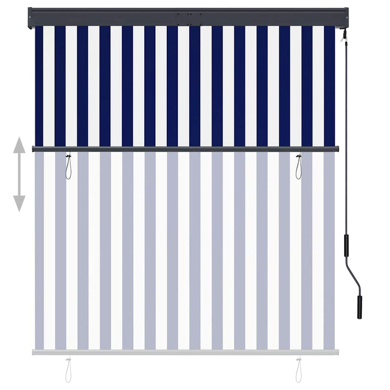 Laden Sie das Bild in Galerie -Viewer, Vidaxl rolgordijn voor buiten 140x250 cm blauw en wit