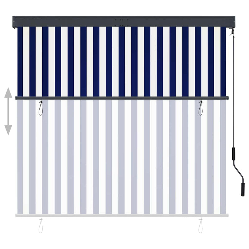 Laden Sie das Bild in Galerie -Viewer, Vidaxl rolgordijn voor buiten 160x250 cm blauw en wit