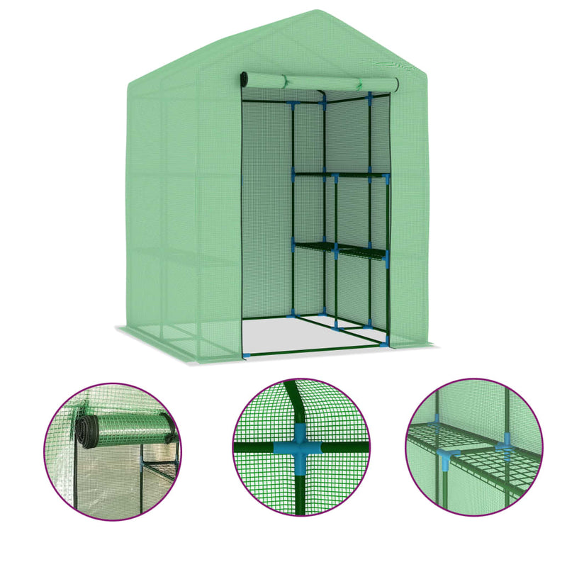 Load image into Gallery viewer, Vidaxl tuinkas met schappen 143x143x195 cm staal