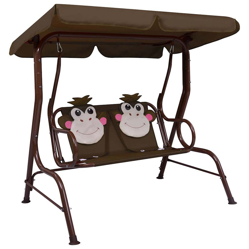 Afbeelding laden in galerijviewer, Vidaxl kinderschommelbank 115x75x110 cm stof bruin