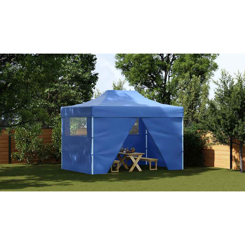 Load image into Gallery viewer, Vidaxl partytent met 4 zijwanden inklapbaar 3x4 m staal blauw