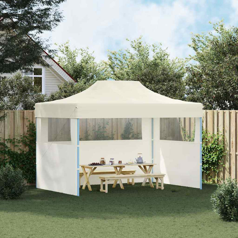 Load image into Gallery viewer, Vidaxl partytent met 3 zijwanden inklapbaar 3x4 m staal crème