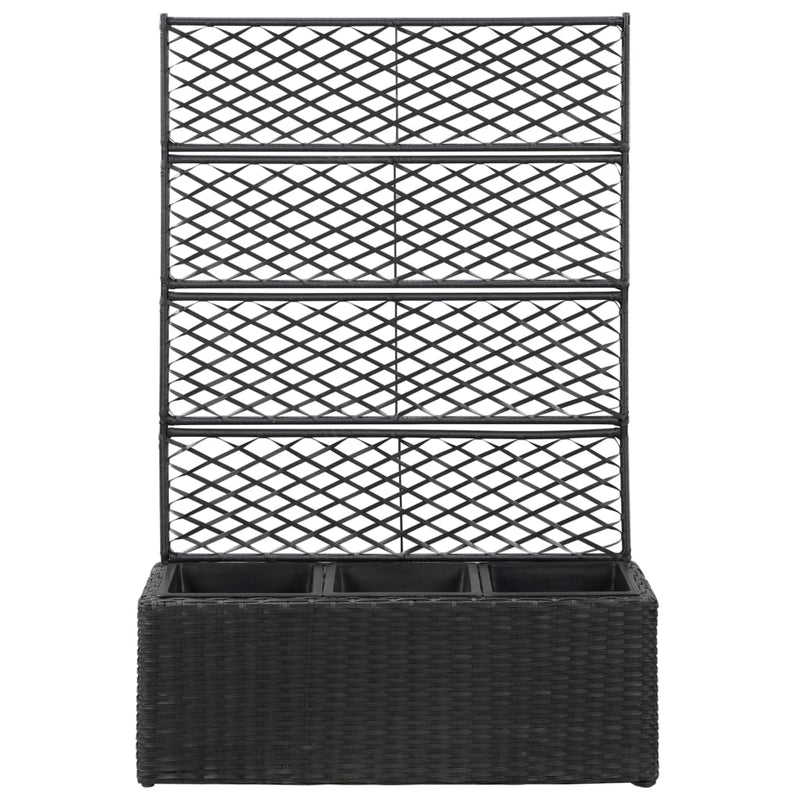 Load image into Gallery viewer, Vidaxl latwerkplantenbak verhoogd met potten 83x30x130 cm rattan zwart