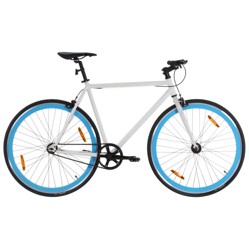 Load image into Gallery viewer, Vidaxl fiets met vaste versnelling 700 c 55 cm wit en blauw