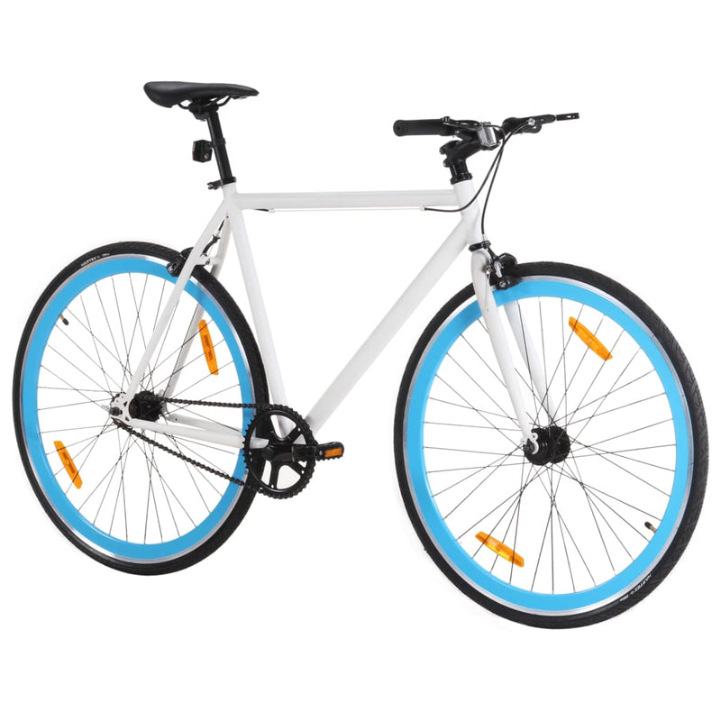 Load image into Gallery viewer, Vidaxl fiets met vaste versnelling 700 c 55 cm wit en blauw