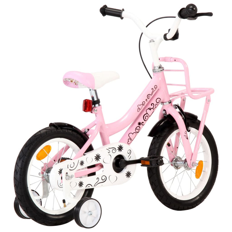 Load image into Gallery viewer, Vidaxl kinderfiets met voordrager 14 inch wit en roze