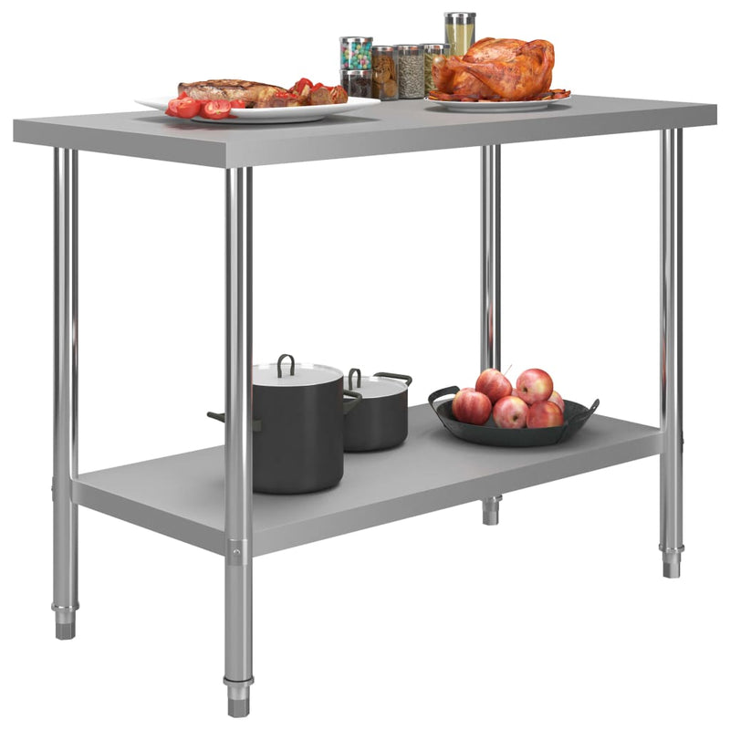 Afbeelding laden in galerijviewer, Vidaxl keukenwerktafel 120x60x85 cm roestvrij staal