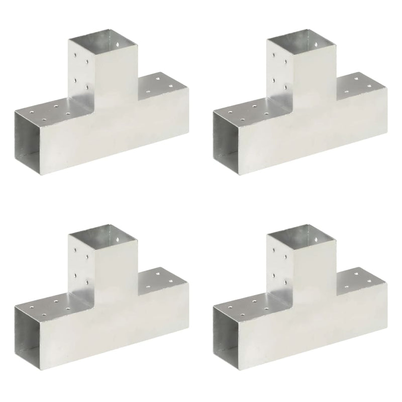 Afbeelding laden in galerijviewer, Vidaxl paalverbindingen 4 st t-vorm 81x81 mm gegalvaniseerd metaal