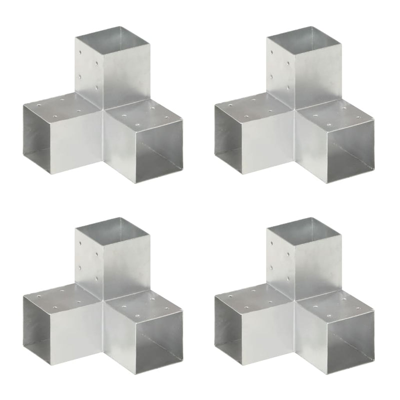 ギャラリービューアに画像をロードする, Vidaxl paalverbindingen 4 st y-vorm 91x91 mm gegalvaniseerd metaal