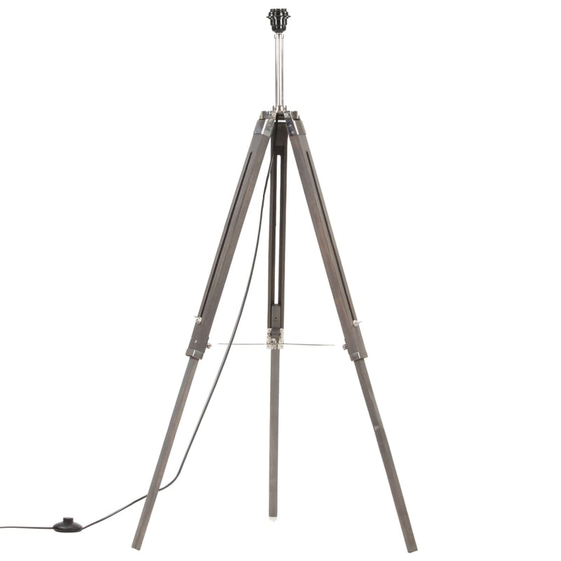 Load image into Gallery viewer, VidaXL Vloerlamp driepoot 141 cm massief teakhout grijs en wit