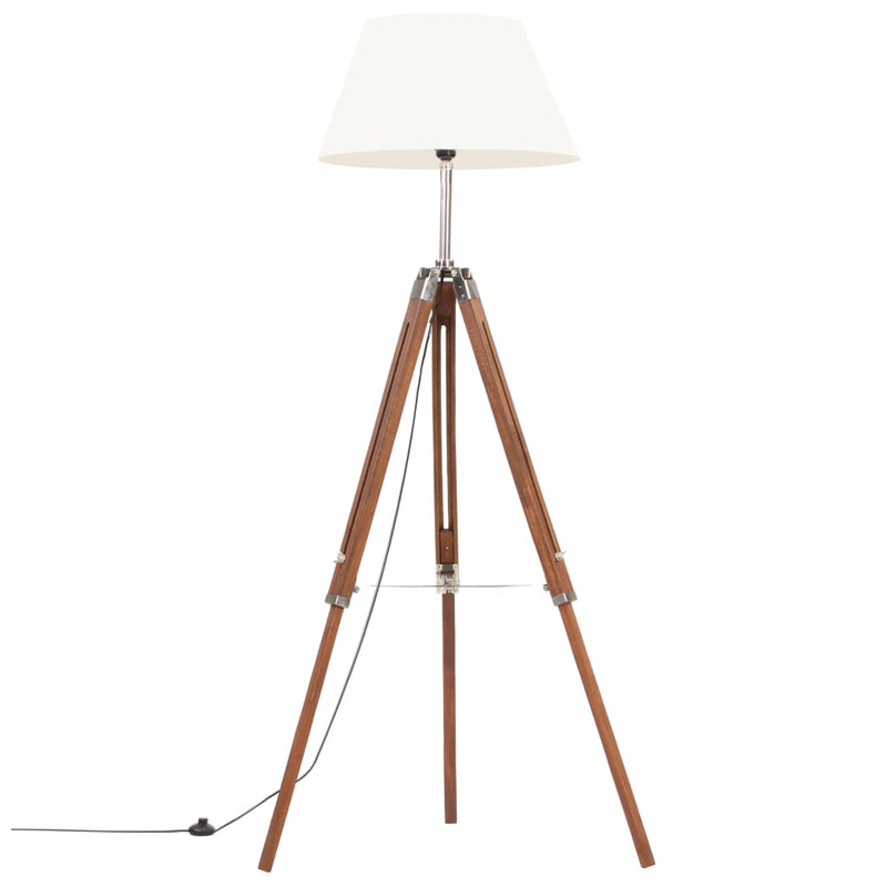 Load image into Gallery viewer, Vidaxl vloerlamp driepoot 141 cm massief teakhout honingbruin en wit