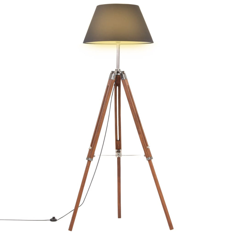 Load image into Gallery viewer, Vidaxl vloerlamp driepoot 141 cm massief teakhout honingbruin en zwart