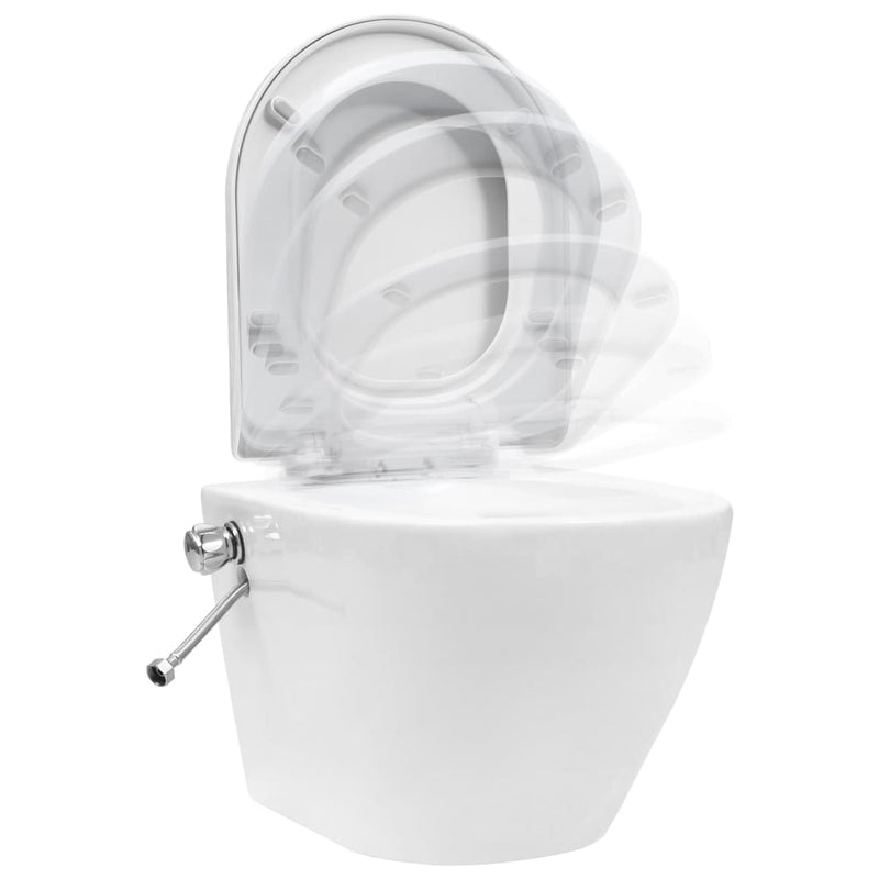 Afbeelding laden in galerijviewer, Vidaxl hangend toilet randloos met bidetfunctie keramiek wit